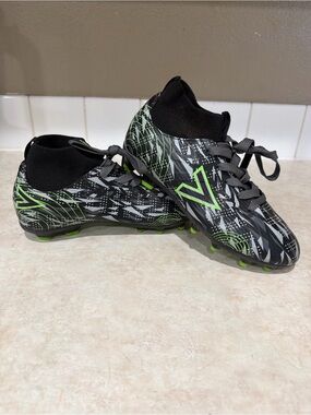 Youth Mitre cleats- Black with Neon Green Accents size 2